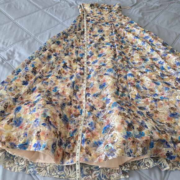 Alice + Olivia Strapless Floral Gown Dress Sz 4 Metallic Formal Evening Wedding - Picture 11 of 14
